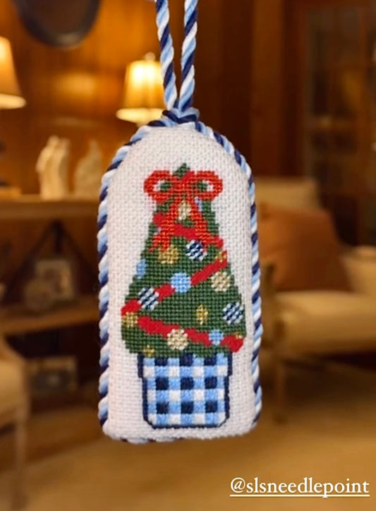 Festive Gingham Planter Ornament