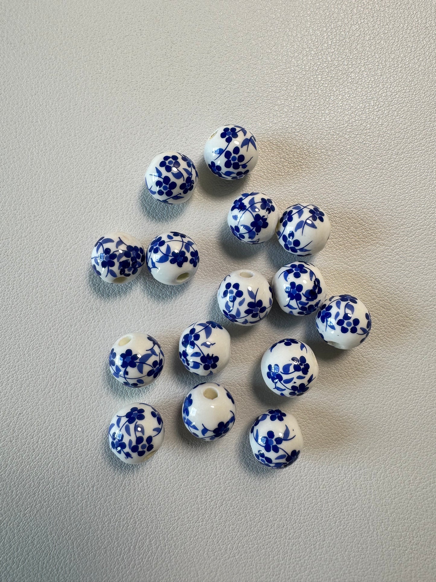 Blue & White Floral Needlepoint Finishing Beads
