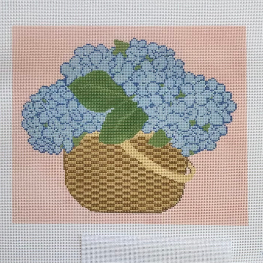 Hydrangea Garden Basket Needlepoint Canvas