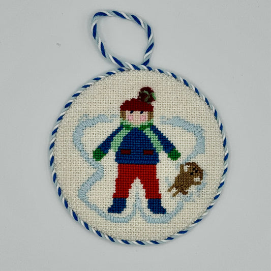 Snow Angel Boy & Dog Needlepoint Ornament