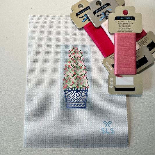 Chinoiserie Rose Trellis on Blue