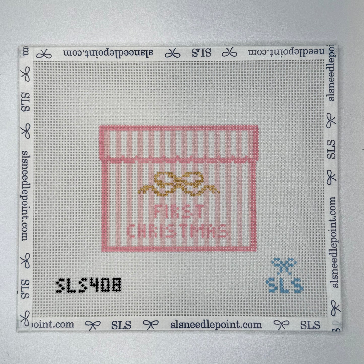 First Christmas Needlepoint Canvas, Pink