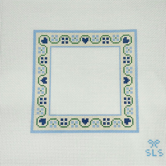 Love & Flowers Frame - Natural/Blue