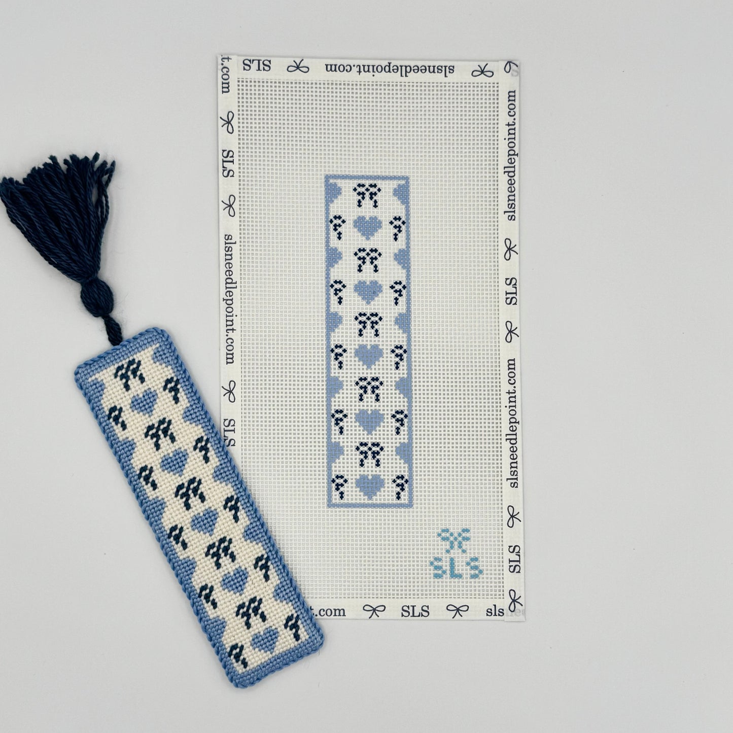 Bows & Hearts Needlepoint Fob / Bookmark