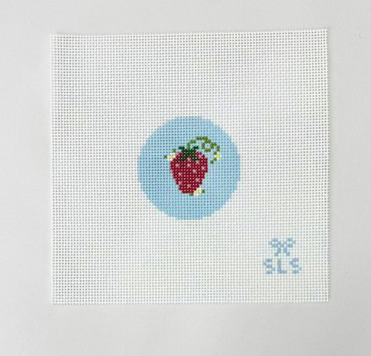 Beginner Strawberry Needlepoint Canvas - Blue