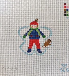 Snow Angel Boy w/ Dog Friend