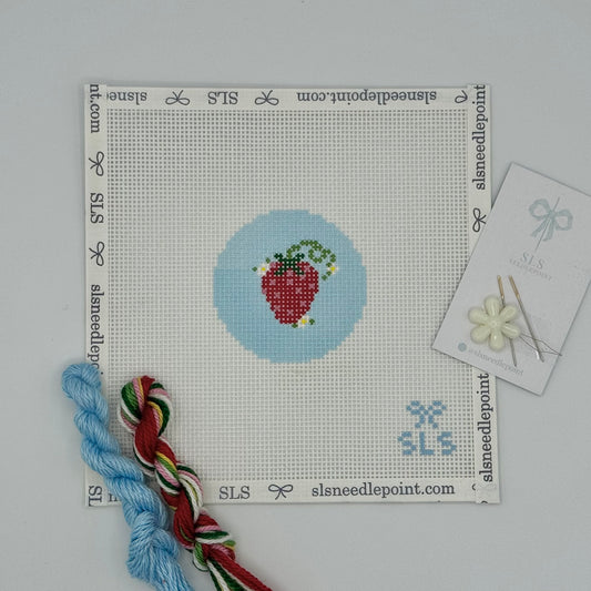 Strawberry Needlepoint Kit - Blue