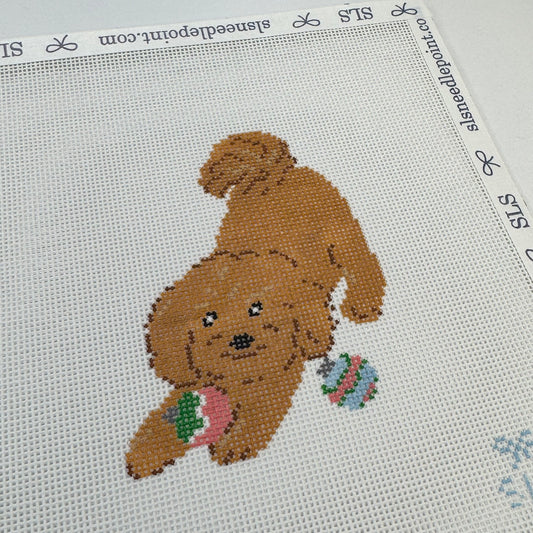 Puppy Playing with Ornaments