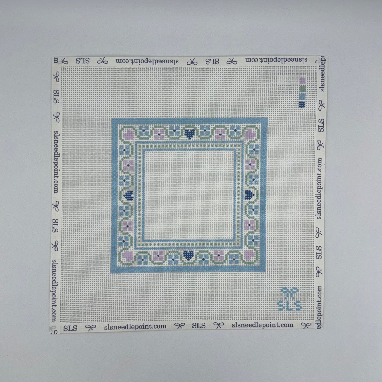 Love & Flowers Needlepoint Frame - Lavender/Blue