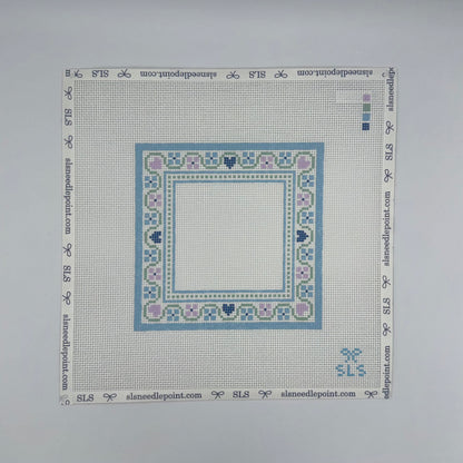 Love & Flowers Needlepoint Frame - Lavender/Blue