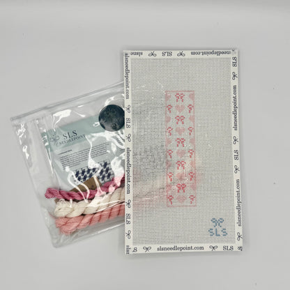 Beginner Needlepoint Kit - Bows & Hearts Pink