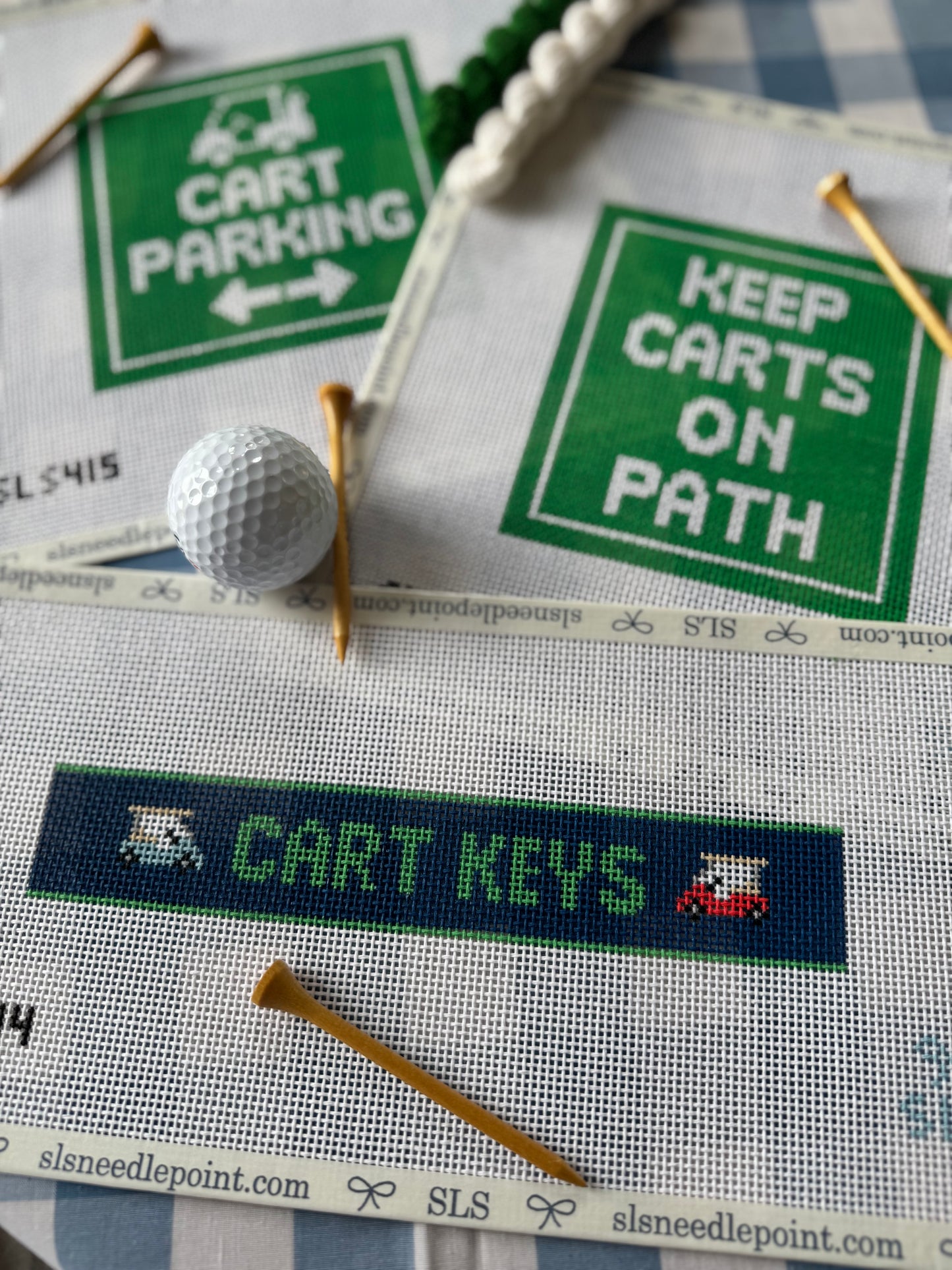 Cart Keys Needlepoint Canvas, Blue
