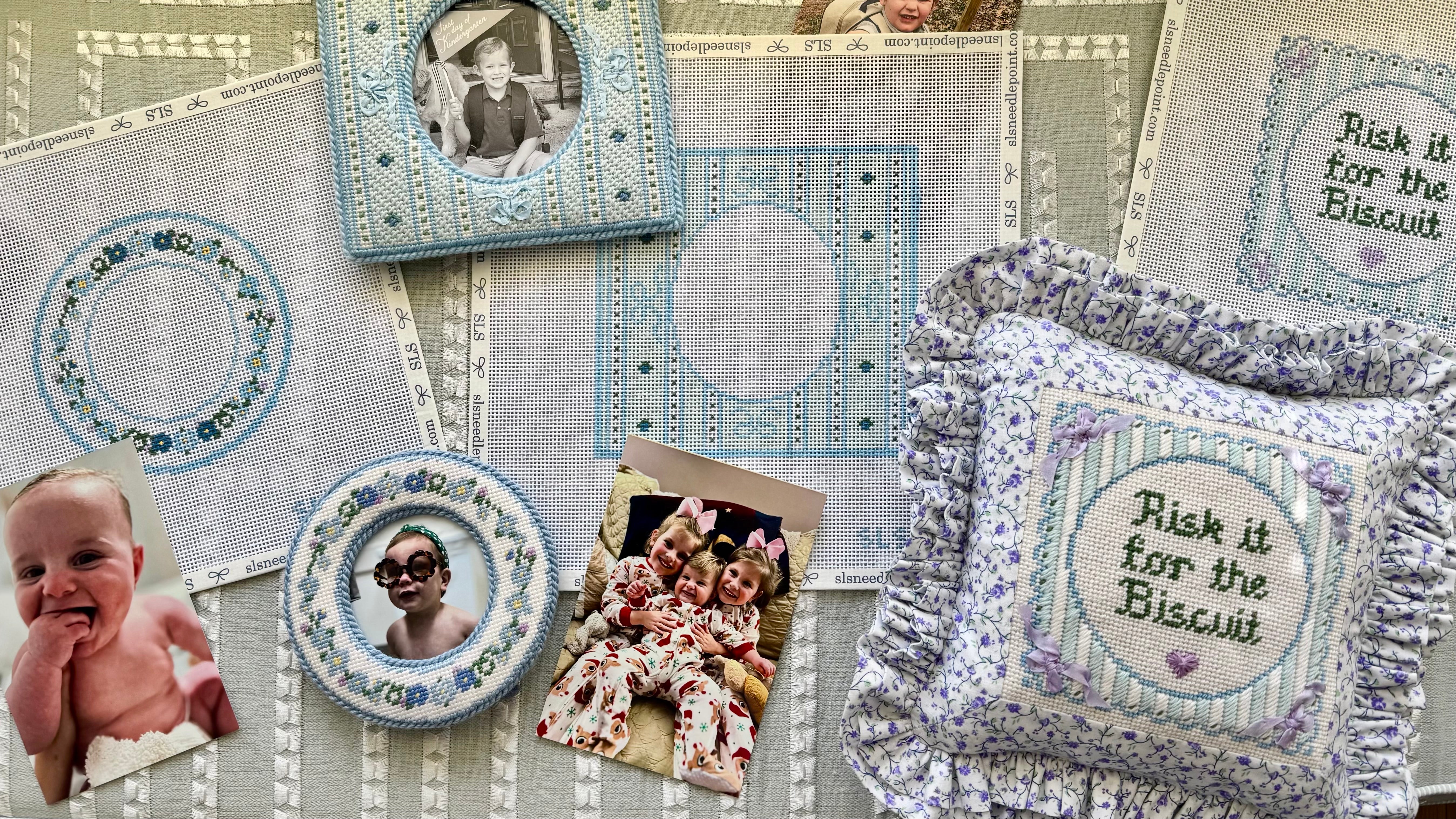 Hand-painted feminine and fun needlepoint designs for all