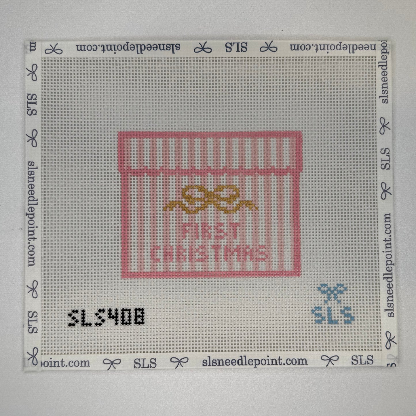 First Christmas Needlepoint Canvas, Pink